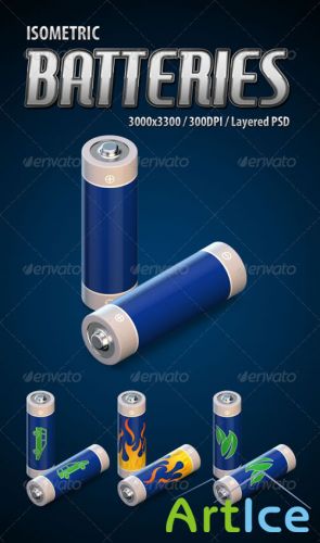 GraphicRiver - Isometric 3D Batteries 2393401