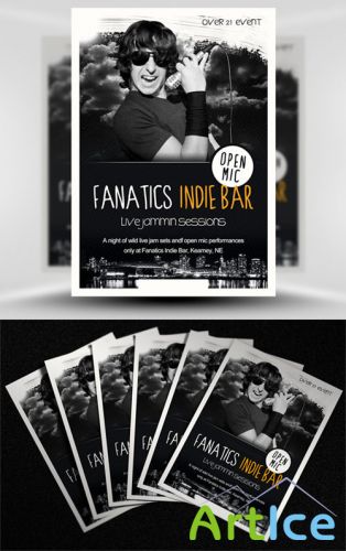 PSD Template - Fanatics Indie Bar Flyer/Poster