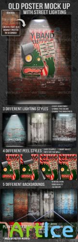 GraphicRiver - Old Poster Mock Up with Street Lighting 1566026