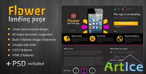 ThemeForest - FlowerApp - Mobile Software Landing Page