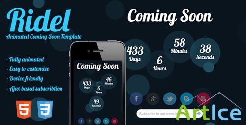 ThemeForest - Ridel - Animated Coming Soon HTML Templatel