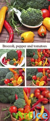 Broccoli, pepper and tomatoes (stock photo)