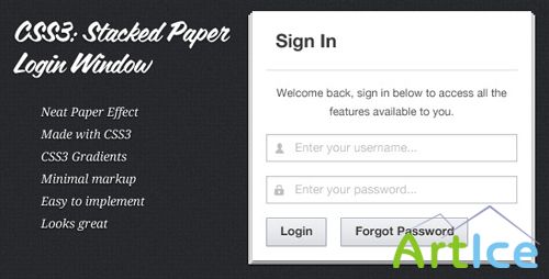 CodeCanyon - CSS3 Stacked Paper Login Window