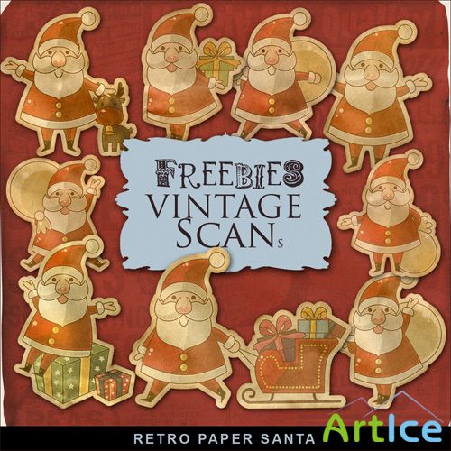 Scrap-kit - Retro Style Paper Santa