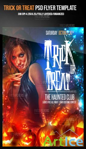 PSD Template - Trick or Treat Halloween Party Flyer/Poster