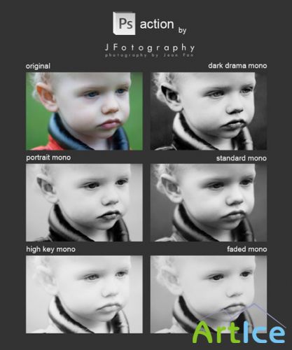 Monochrome Effects Actions for Photoshop