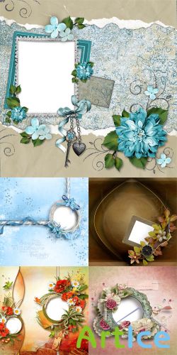 5 HQ Scrap Pages with Flowers