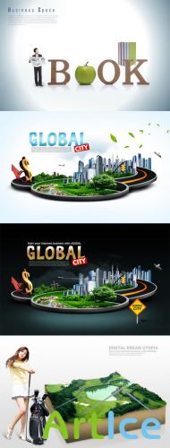 4 PSD Sources - 3D Global City