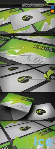 Business Card Template Green Leaf