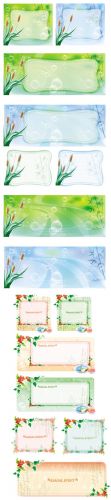 Green Vector Banners with Flower Background