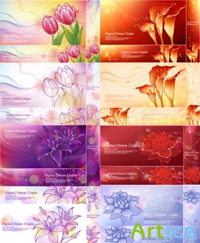 Vector Banners Fantastic Flowers