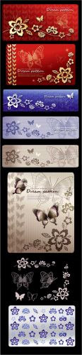 Floral Vector Banners with Butterflies