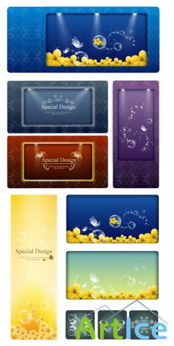 Digital Vector Banners with Ornaments