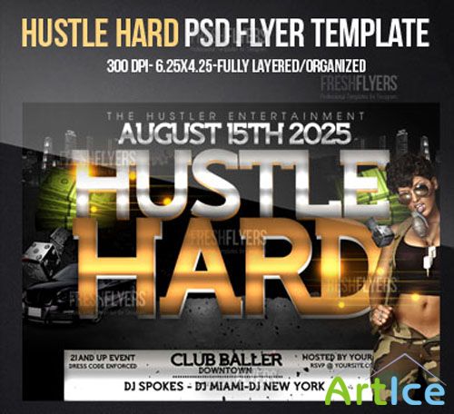 Hustle Hard Flyer/Poster PSD Template