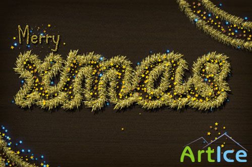 Golden Tinsel Christmas Text Effect Photoshop Styles