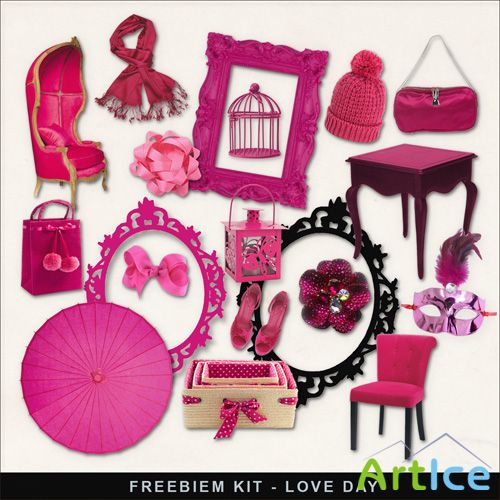 Scrap-kit - Love Day. Pink Color Glamour PNG Images