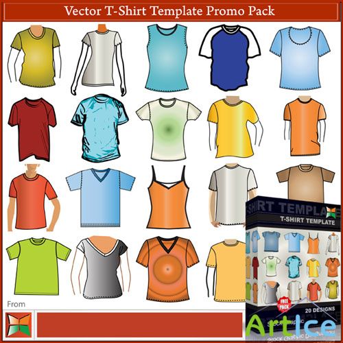 20 Apparel T-shirt Templates Vector Pack