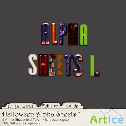 Scrap Kit- Halloween Alpha Sheets 1