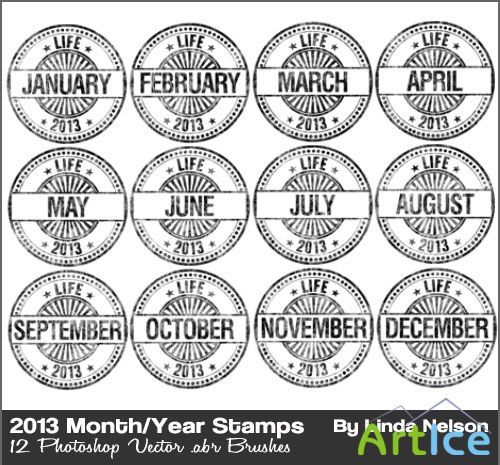 Date Stamps Vector Photoshop Brushes 2013