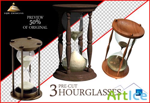 3 Old Hourglasses PSD Template