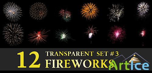 12 Transparent Fireworks Clipart Set 3