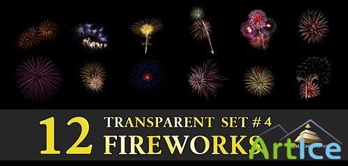 12 Transparent Fireworks Clipart Set 4