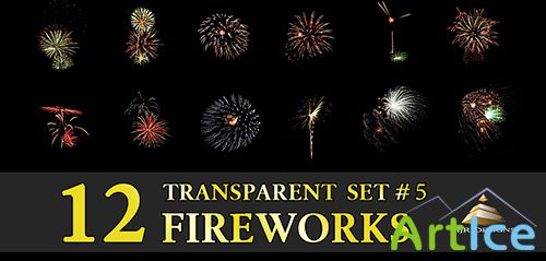 12 Transparent Fireworks Clipart Set 5