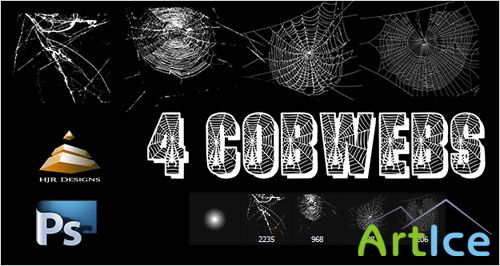 4 Cobweb Photoshop Brushes set #1