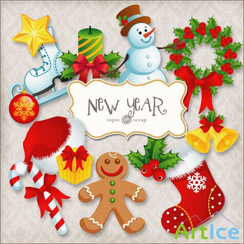 Scrap Set - X-mas New Year PNG FIles