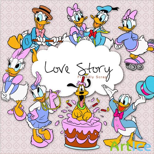 Scrap-kit - Donald Duck - Love Story