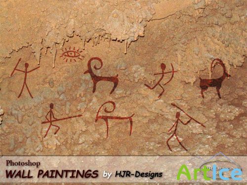 8 Prehistoric Wall Paintings Photoshop Brushes