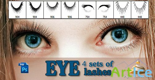 4 Sets of Eyelashes Photoshop Brushes