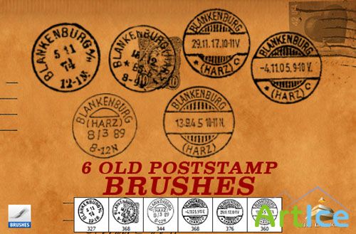 6 Old Poststamp Photoshop Brushes