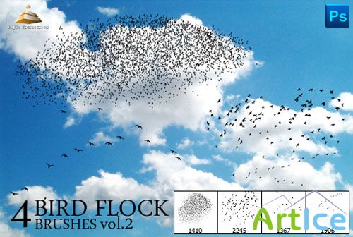 4 Bird Flock Photoshop Brushes #2