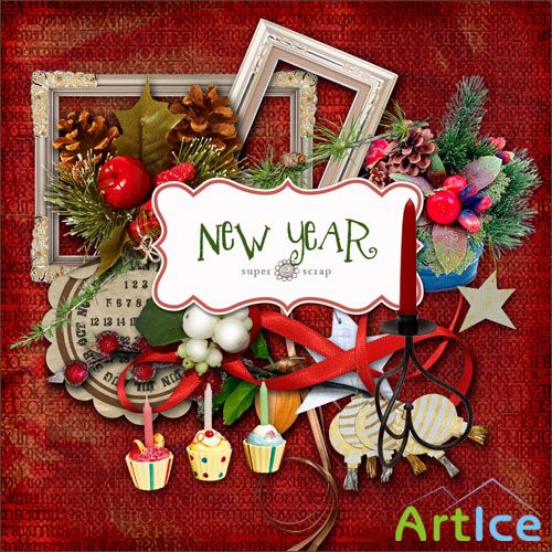 Scrap Set - New Year 2 PNG and JPG FIles