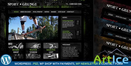 ThemeForest - Sport and Grunge - WordPress Shop & Newsletter (with Links)