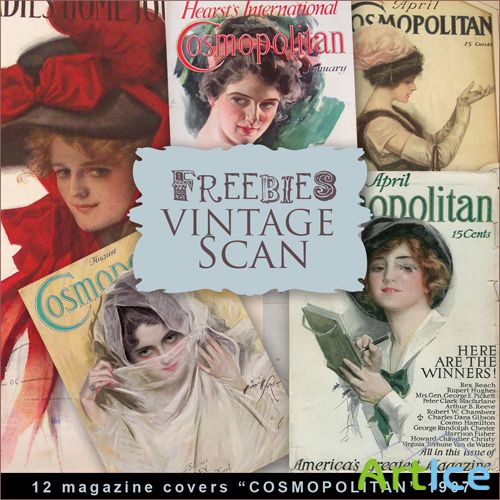 Scrap-kit - 12 Magazine Covers "COSMOPOLITAN" 1907
