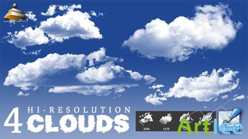 4 Hi-Res Clouds Photoshop Brushes