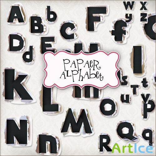 Scrap Set - Papaer Alphabet PNG Files