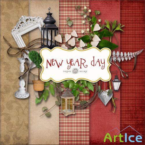 Scrap Set - New Year Day PNG and JPG Files
