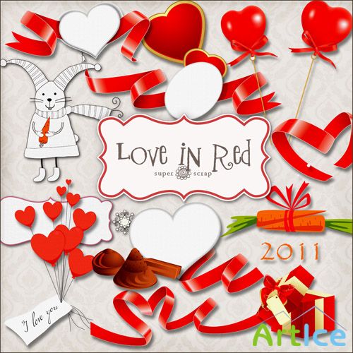 Scrap Set - Love in Red PNG Files
