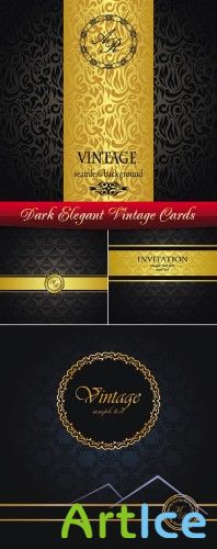 Dark Elegant Vintage Cards Vector