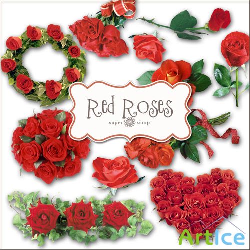 Scrap Set - Red Roses PNG Files