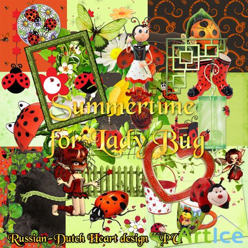 Scrap Set - Summertime for Lady Bug PNG and JPG Files