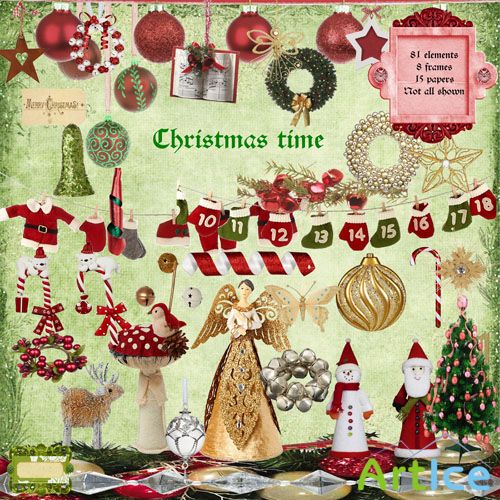 Scrap Set -Christmas time PNG and JPG FIles