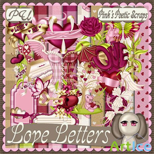Scrap Set - Love Letters PNg and JPG Files