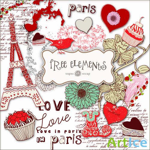 Scrap Set - Love In Paris PNG Files