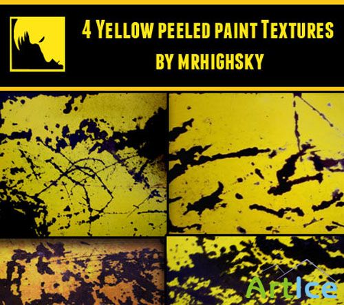 4 Yellow Peeled Paint Textures