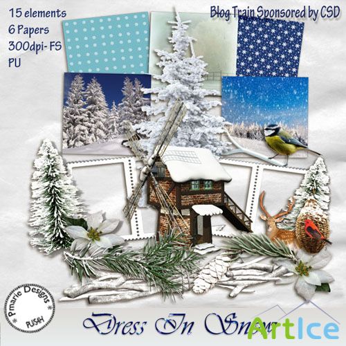 Scrap Set - Dress In Snow PNG and JPG Files