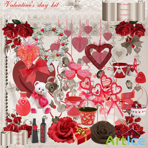 Scrap Set - Valentine's day kit PNG and JPG Files
